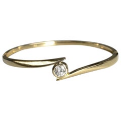 18k Yellow Gold Diamond Bypass Bangle Bracelet