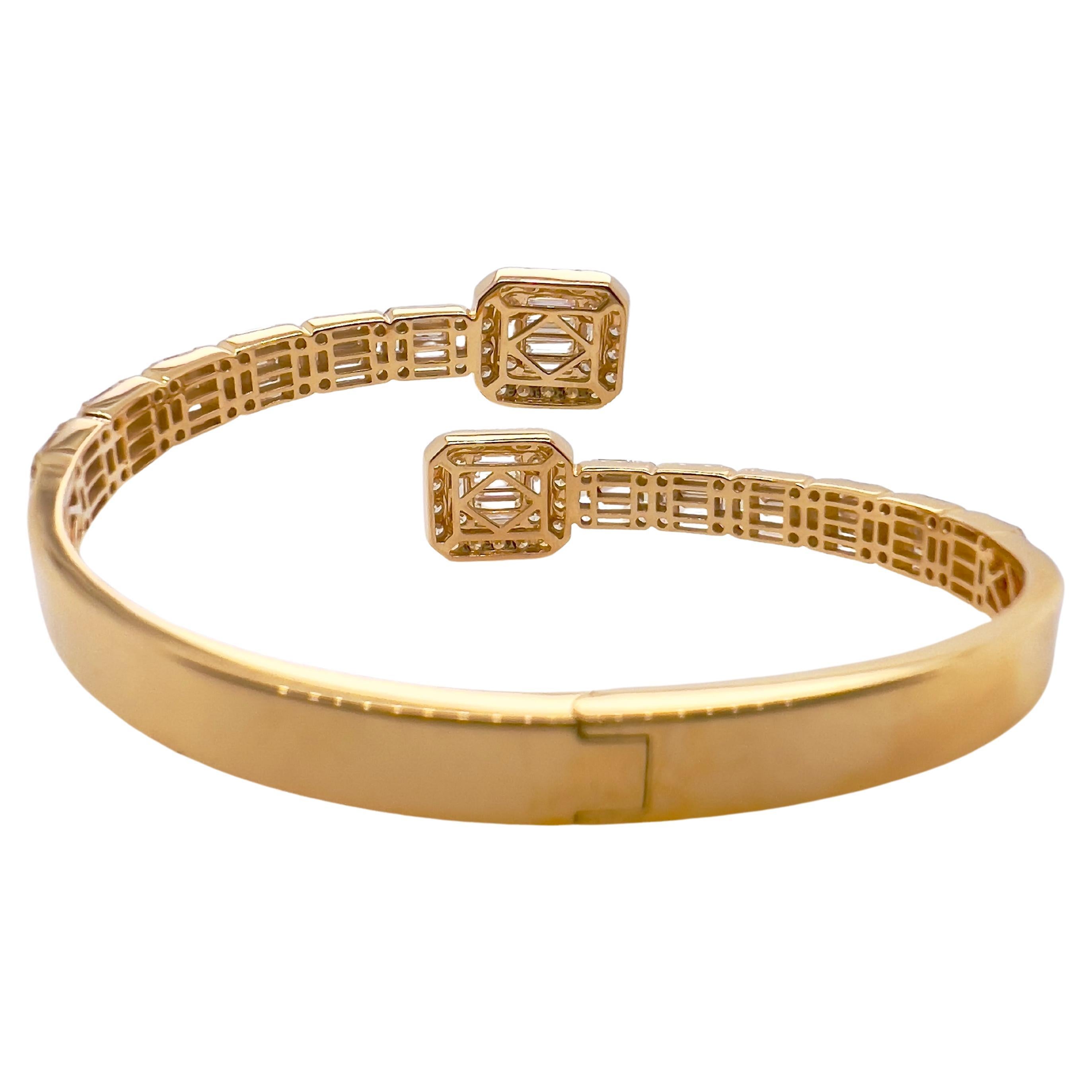 Contemporain Bracelet en or jaune 18 carats avec diamants en dérivation en vente
