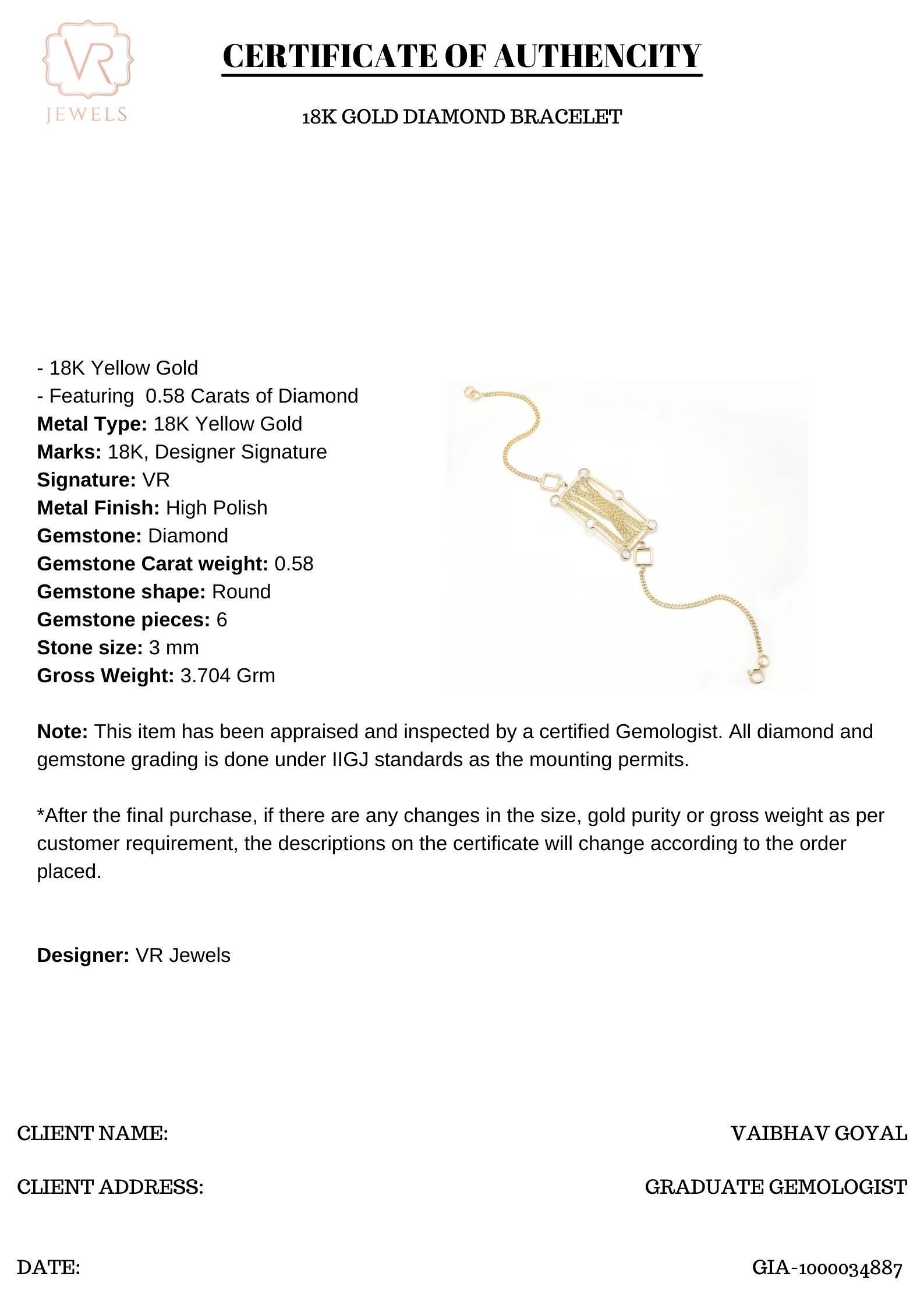 18K Yellow Gold Diamond Charm Bracelet 1