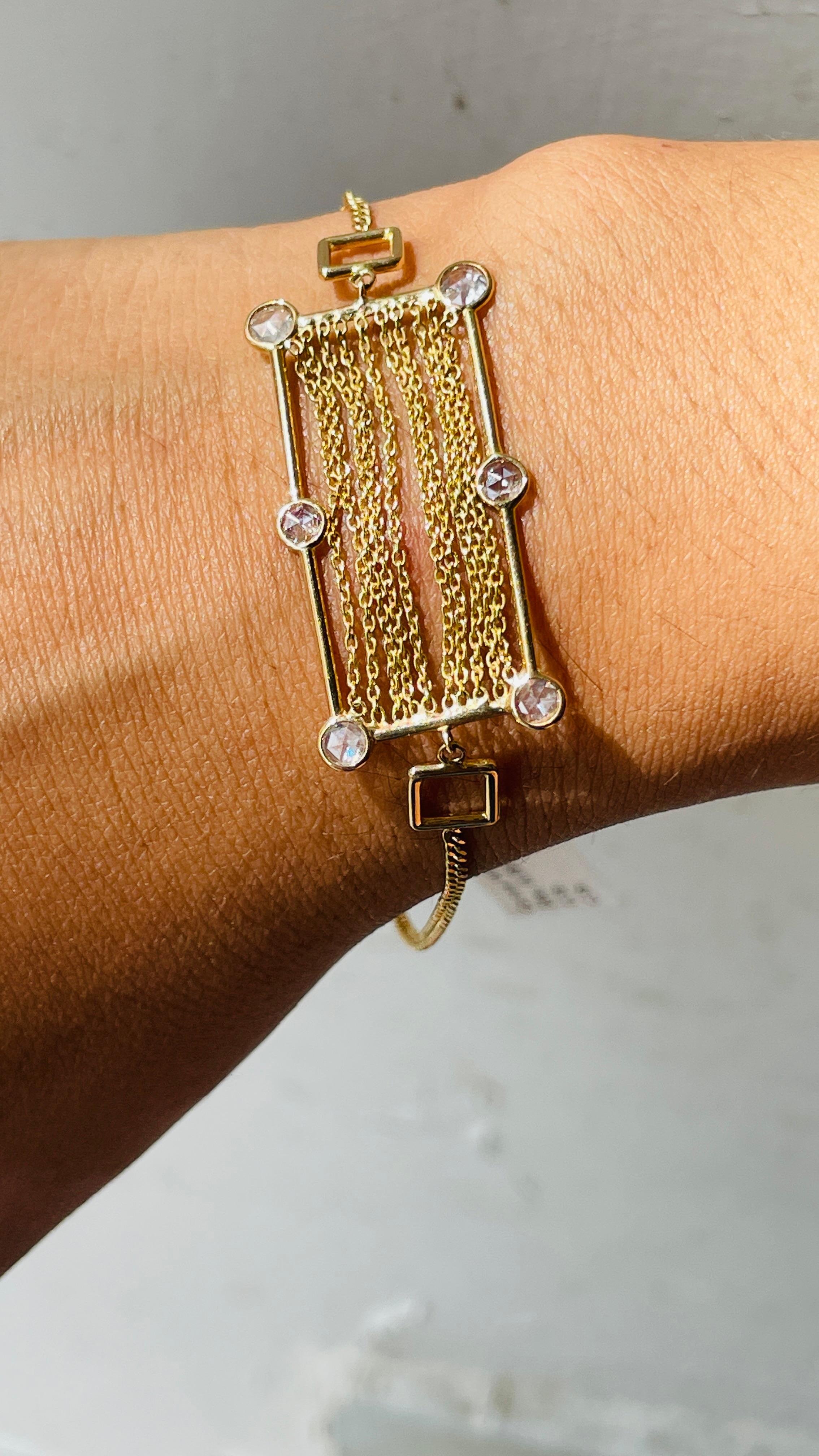 Modern 18K Yellow Gold Diamond Charm Bracelet