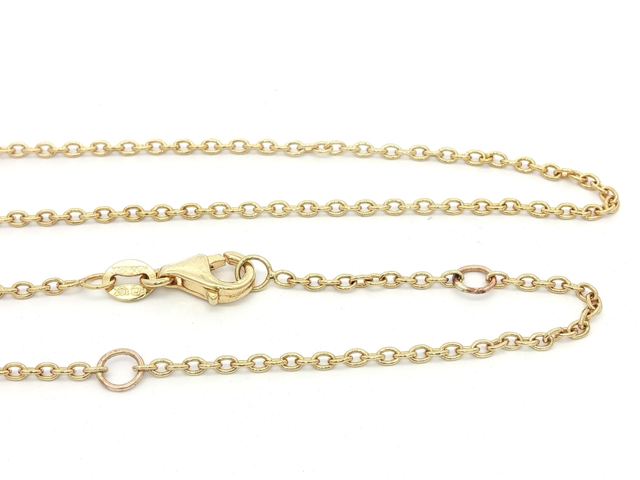 --Pietre: --
(1) Diamanti naturali autentici - Taglio rotondo brillante - Incastonatura - Bel diamante bianco brillante - 0,05ctw (circa)

Materiale: Oro giallo massiccio 18k 
Peso: 8,40 grammi
Tipo di catena: Regolabile da 16