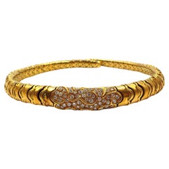 18 Karat Gelbgold Diamant-Choker-Halskette im Marina B-Stil