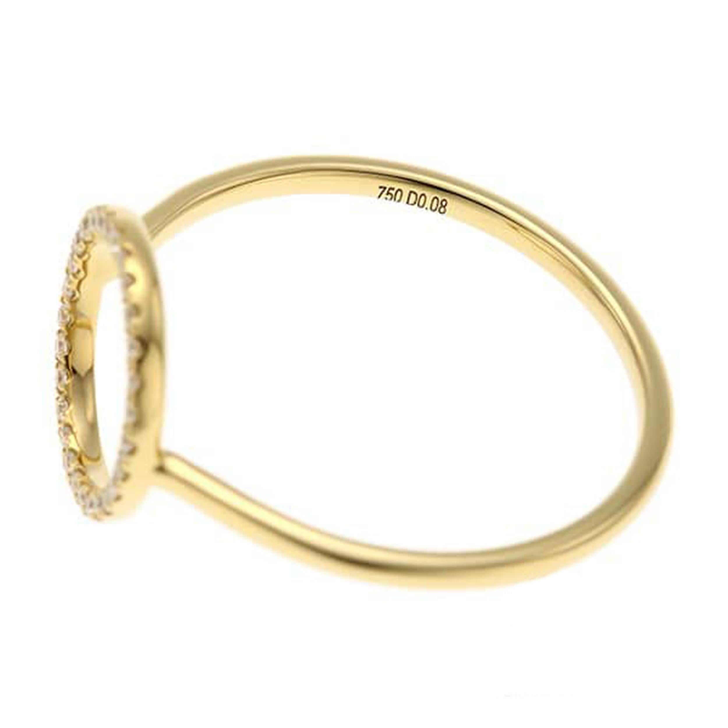 Artist 18K Yellow Gold Diamond Circle Ring  0.08ct  Size 6.75 For Sale