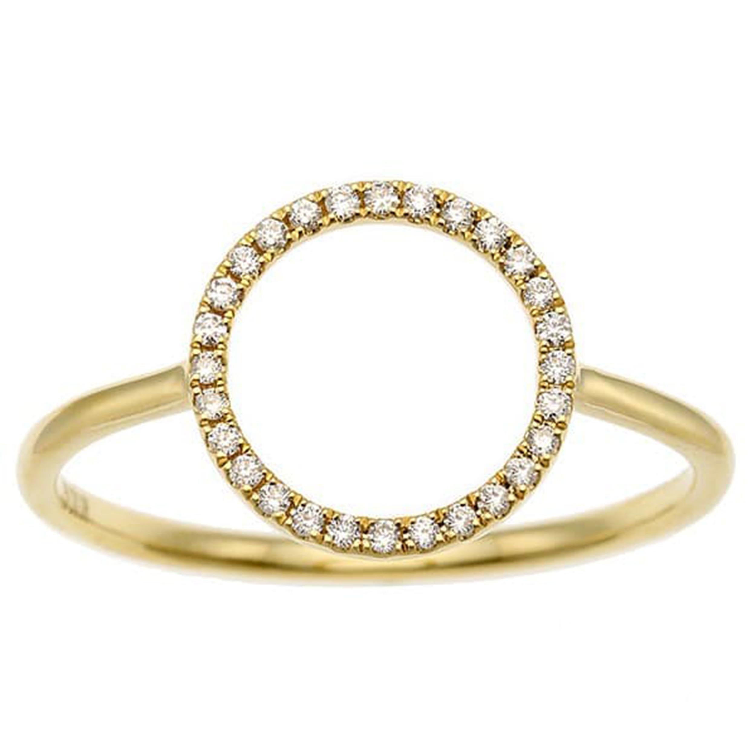 Round Cut 18K Yellow Gold Diamond Circle Ring  0.08ct  Size 6.75 For Sale