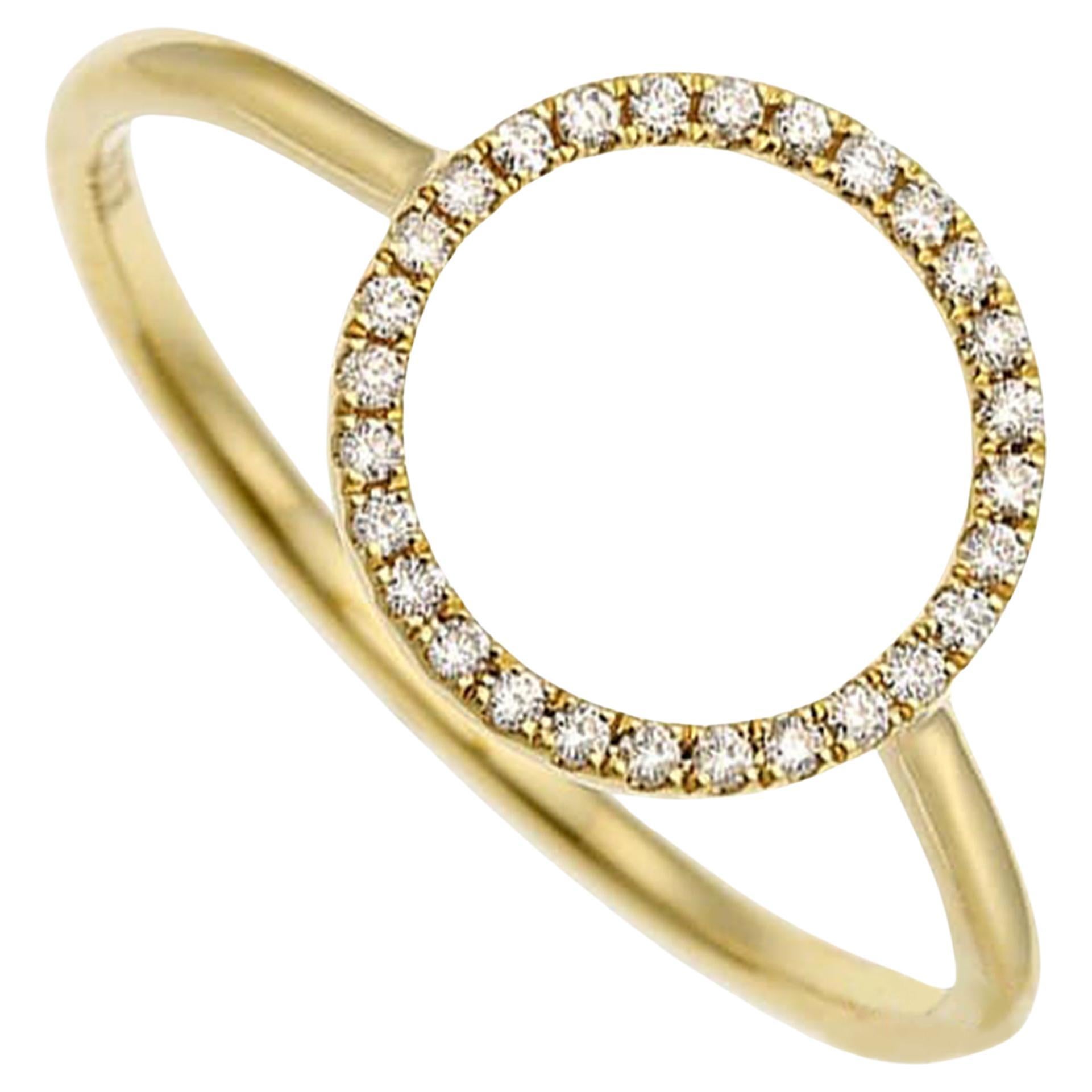 Bague circulaire en or jaune 18K avec diamant  0,08ct  Taille 6.75 en vente