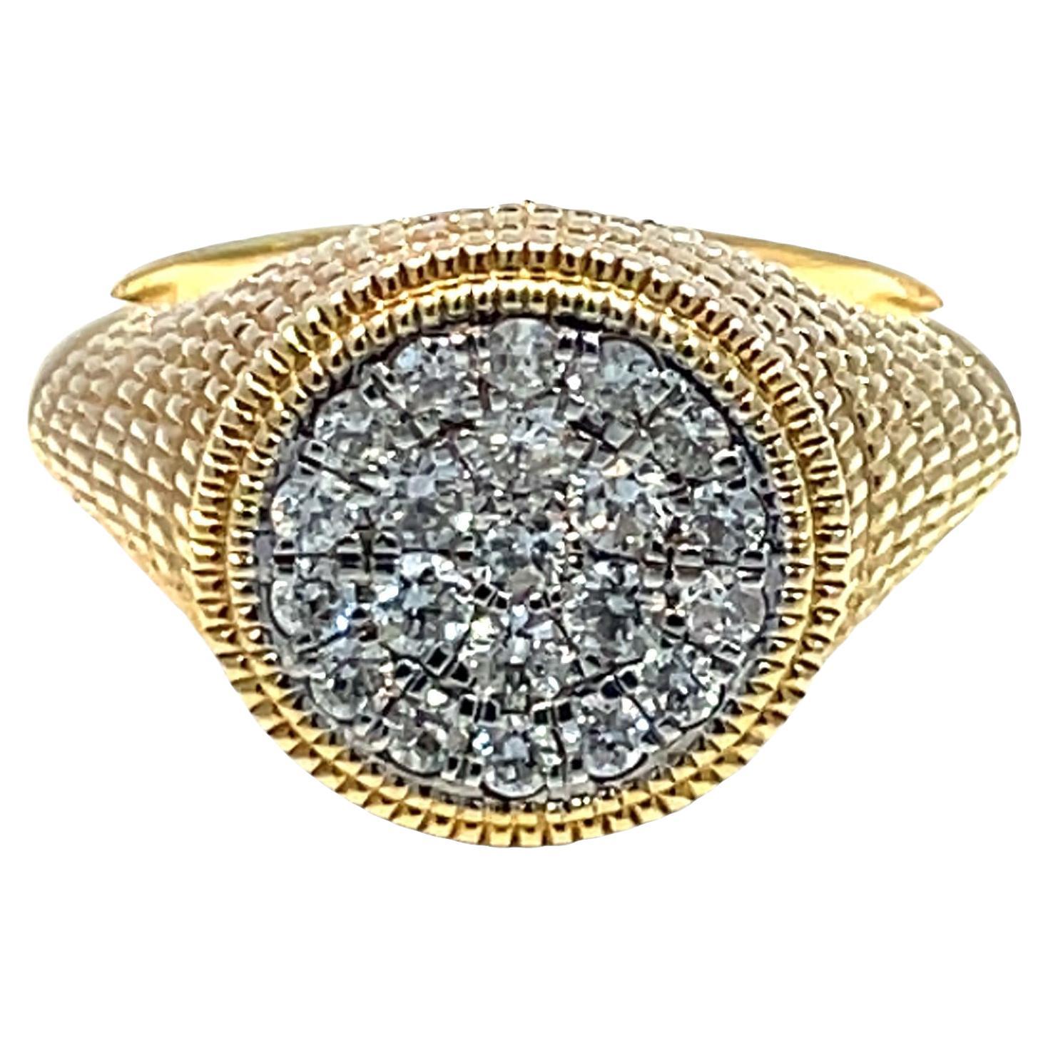18K Yellow Gold Diamond Cluster Ring For Sale