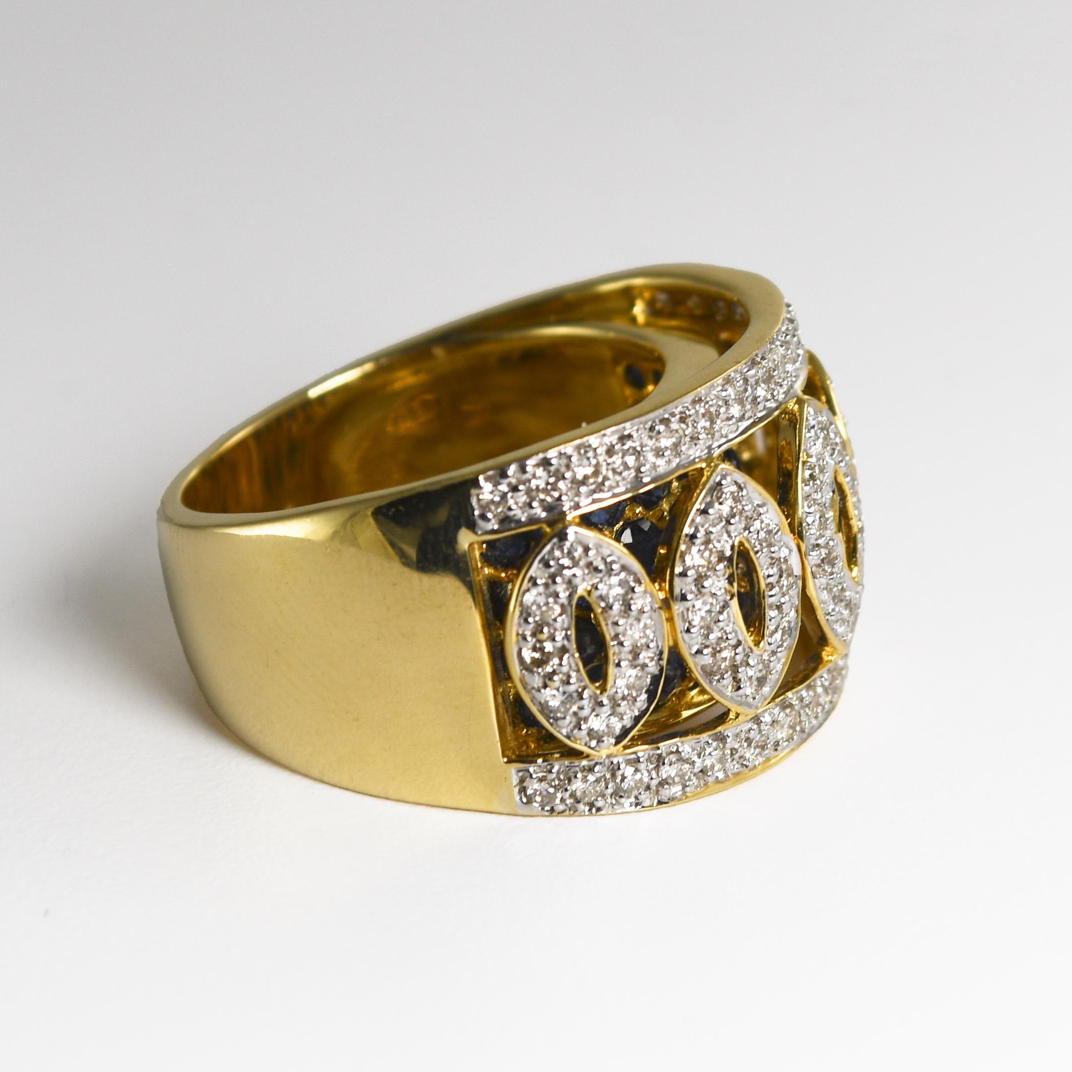 Taille ronde Bague cocktail en or jaune 18 carats avec diamants 0,33 carat en vente