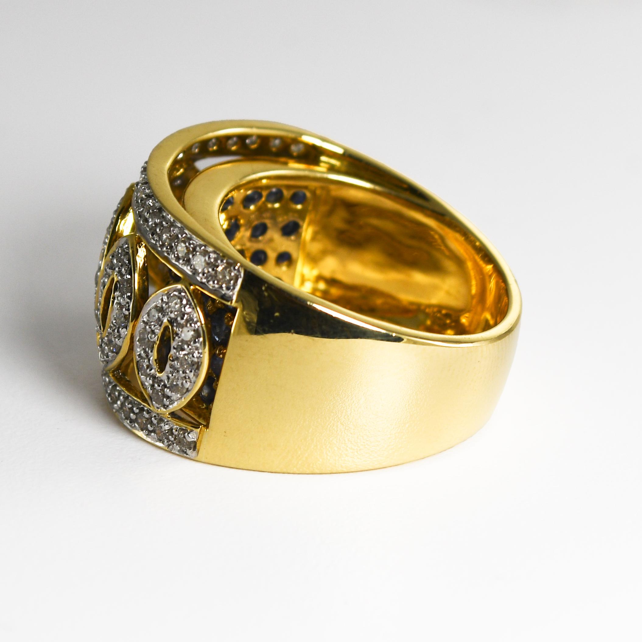 Bague cocktail en or jaune 18 carats avec diamants 0,33 carat Unisexe en vente