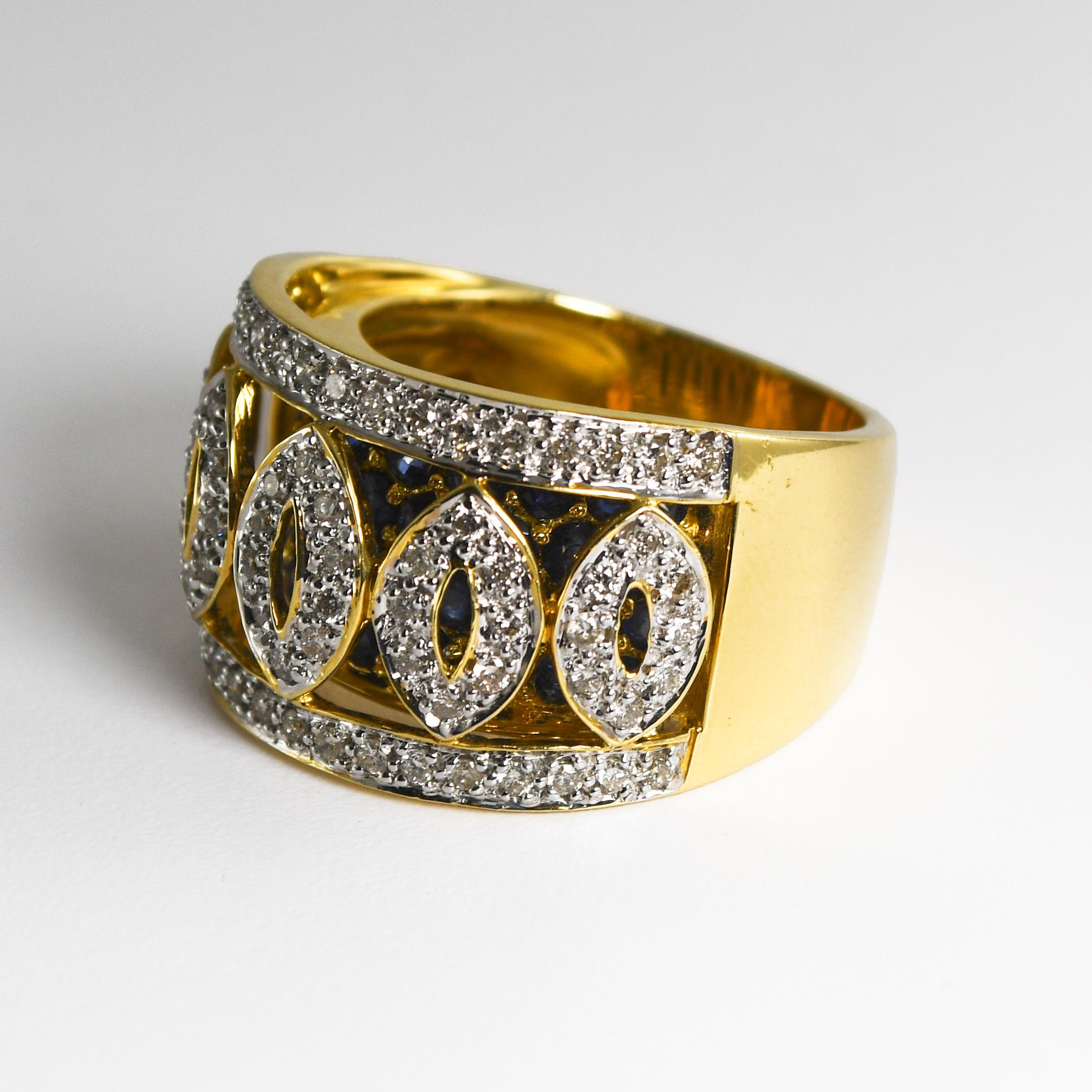 Bague cocktail en or jaune 18 carats avec diamants 0,33 carat en vente 1