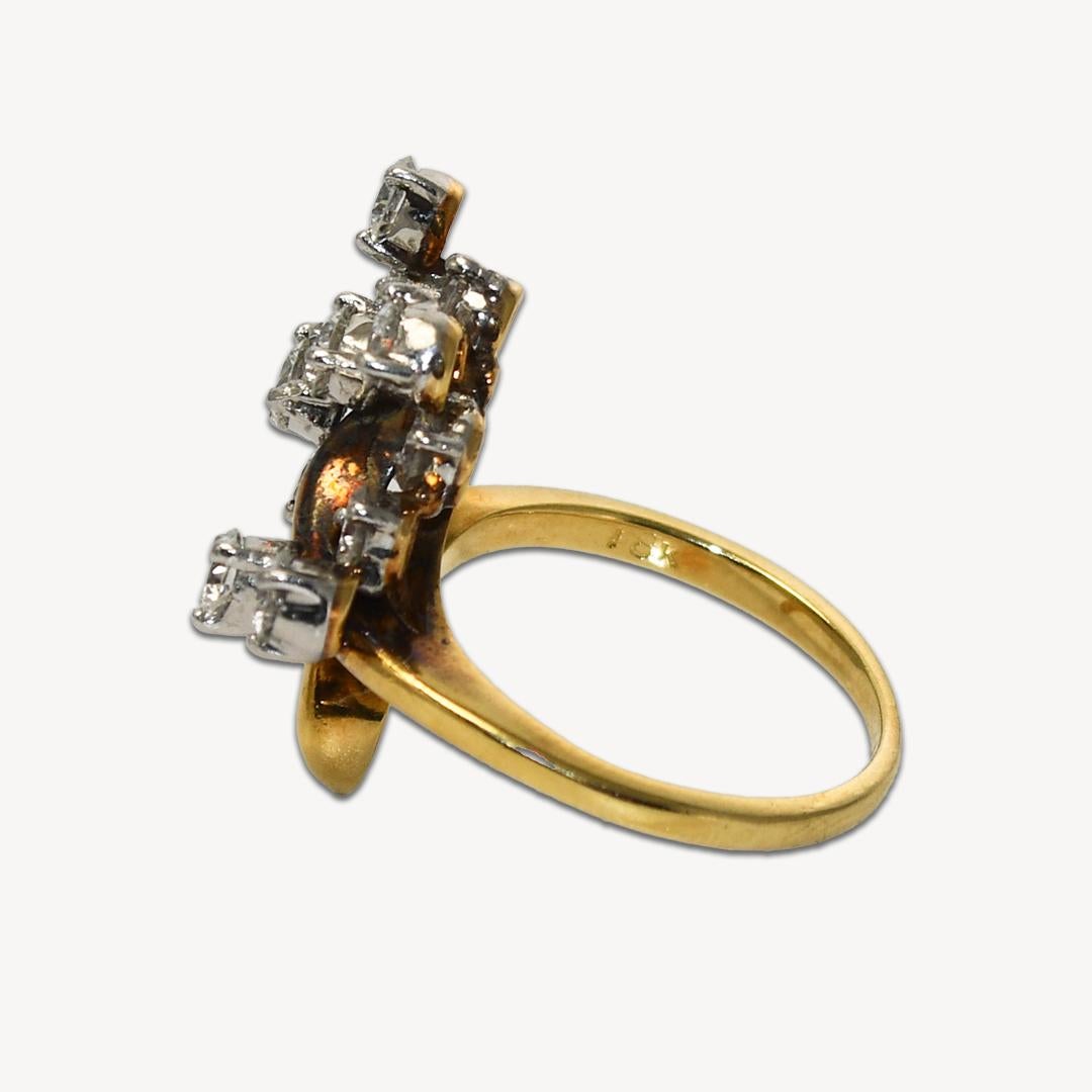 Women's or Men's 18K Yellow Gold Diamond Cocktail Ring 1.35ct For Sale
