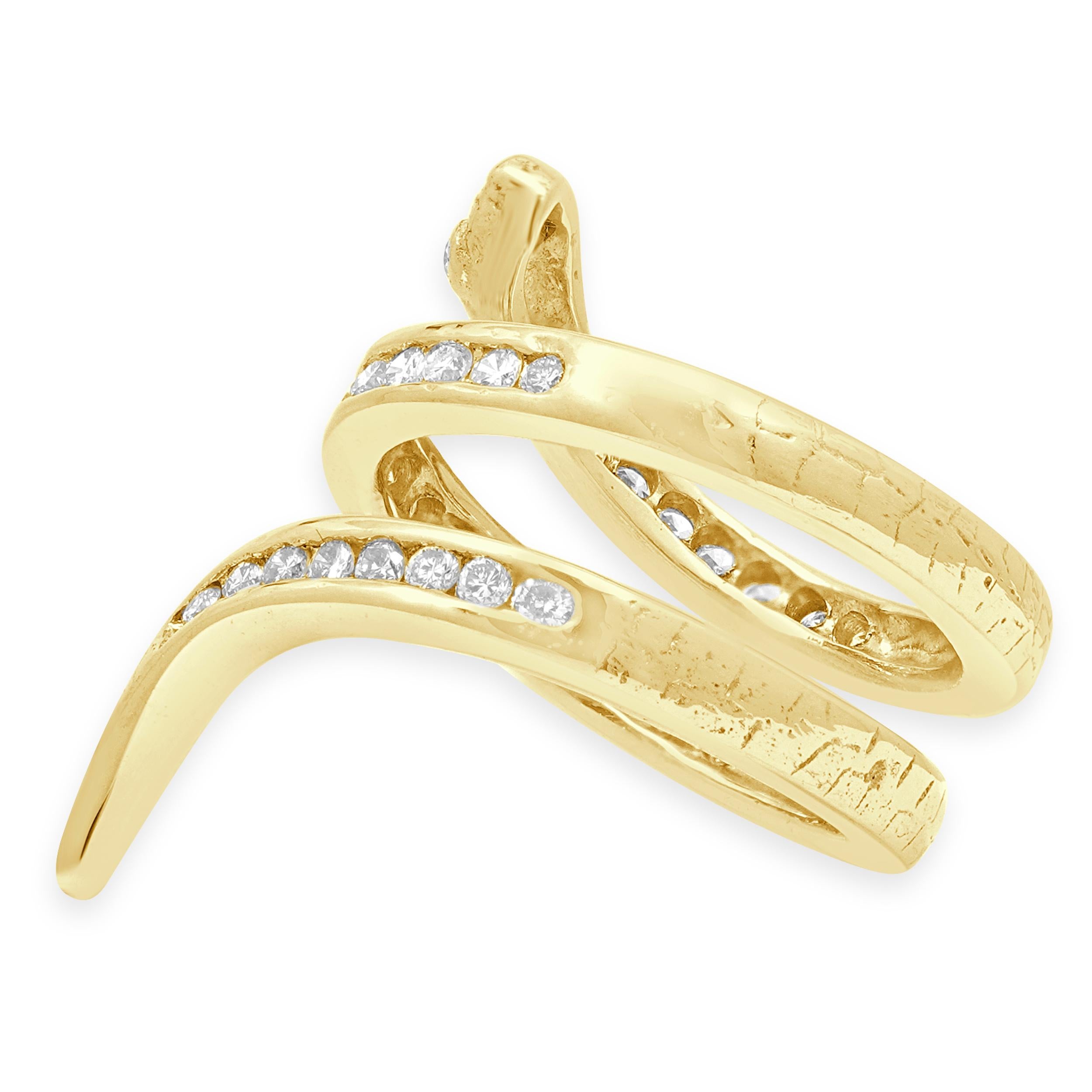 Anillo Serpiente Enrollada Diamante Oro Amarillo 18K Corte redondo en venta