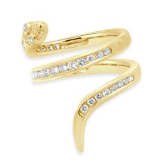 18K Yellow Gold Diamond Coiled Snake Ring
