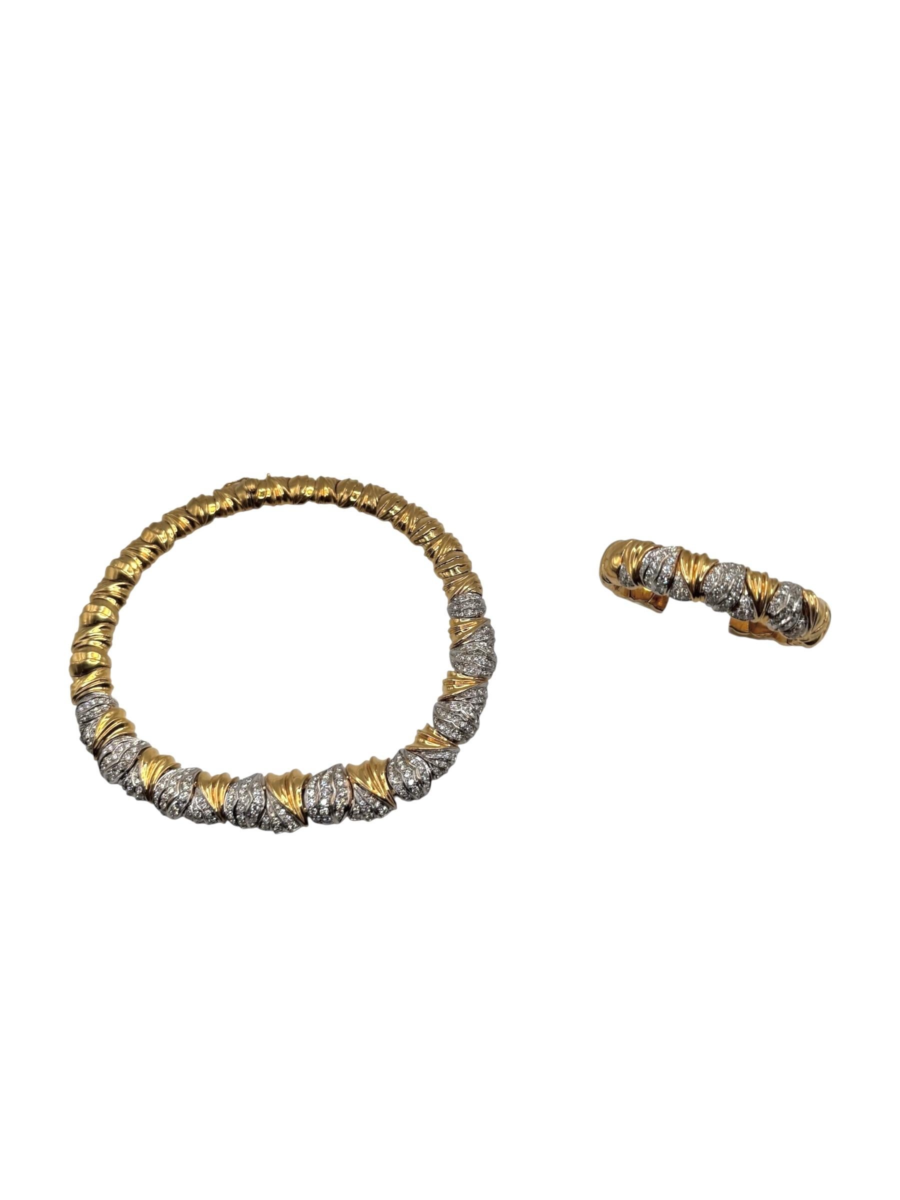 18K Yellow Gold Diamond Collar Necklace and Bracelet Set For Sale 9