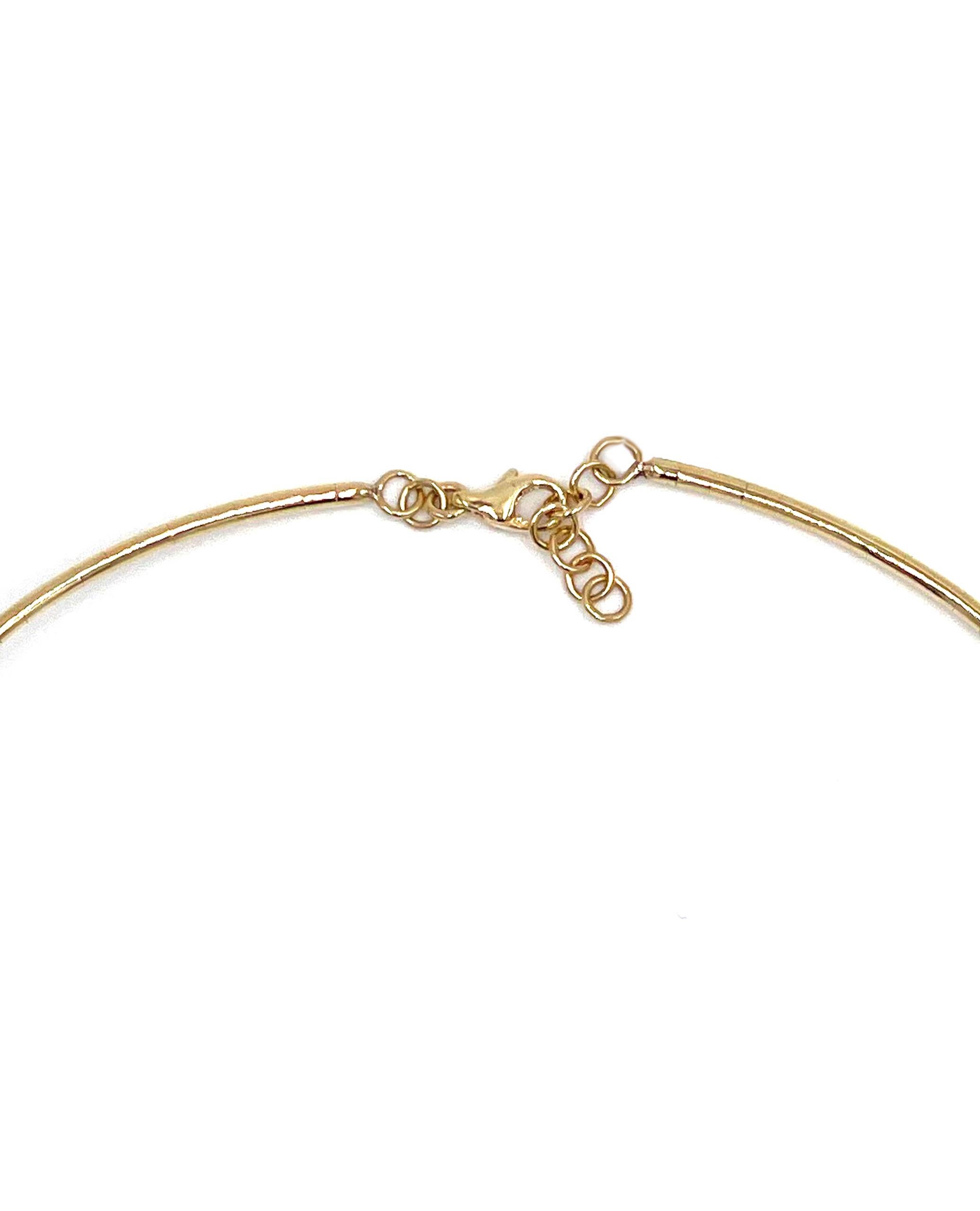 Round Cut 18K Yellow Gold Diamond Collar Tennis Necklace For Sale