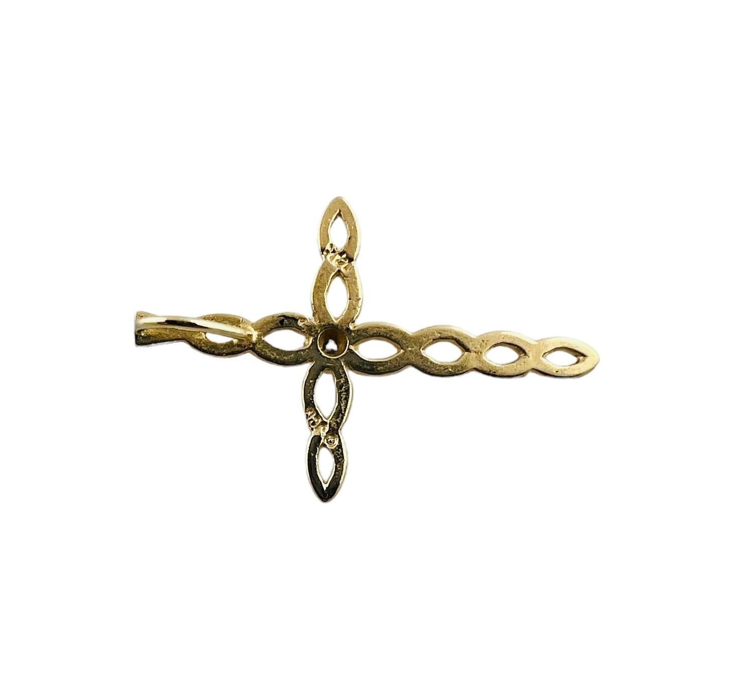 Single Cut 18K Yellow Gold Diamond Cross Pendant #15547 For Sale