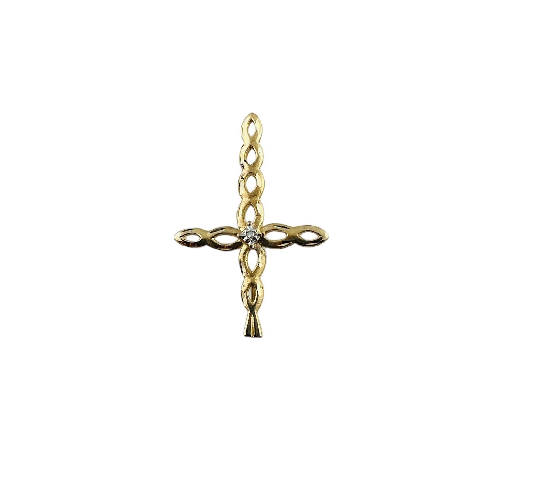 Women's 18K Yellow Gold Diamond Cross Pendant #15547 For Sale