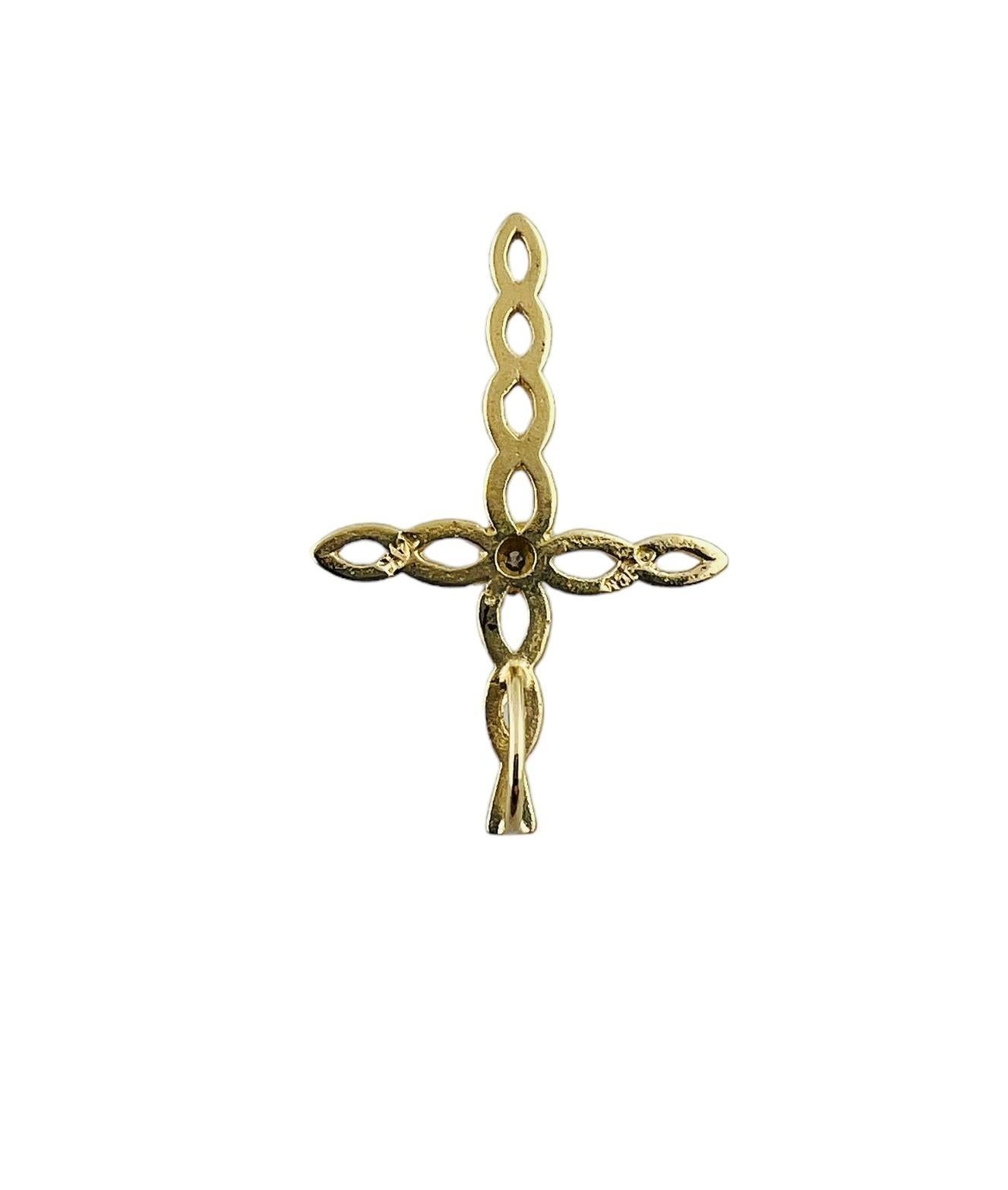 18K Yellow Gold Diamond Cross Pendant #15547 For Sale 2