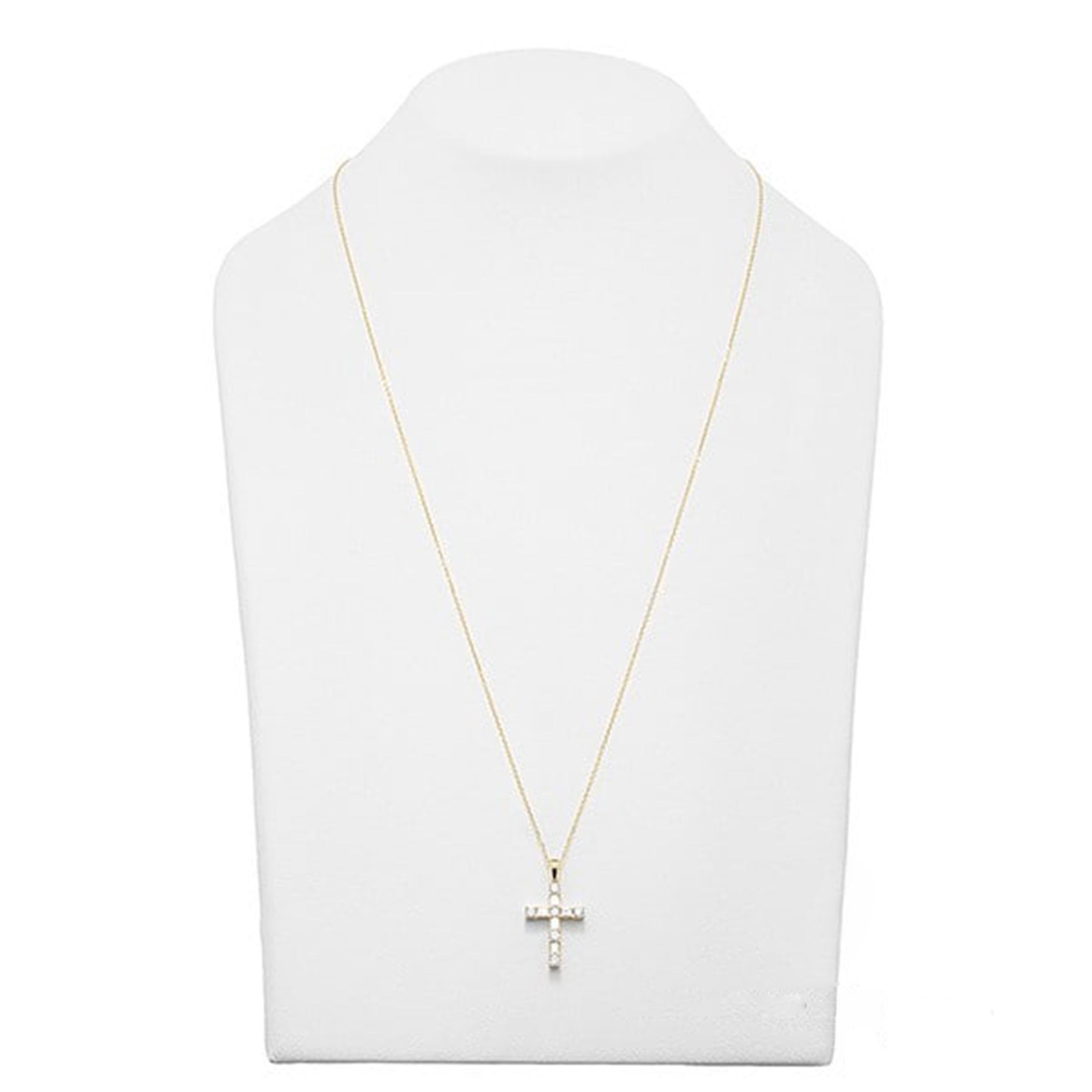 Women's 18K Yellow Gold Diamond Cross Pendant Necklace  0.36ct  19.3mm x 10.7mm For Sale