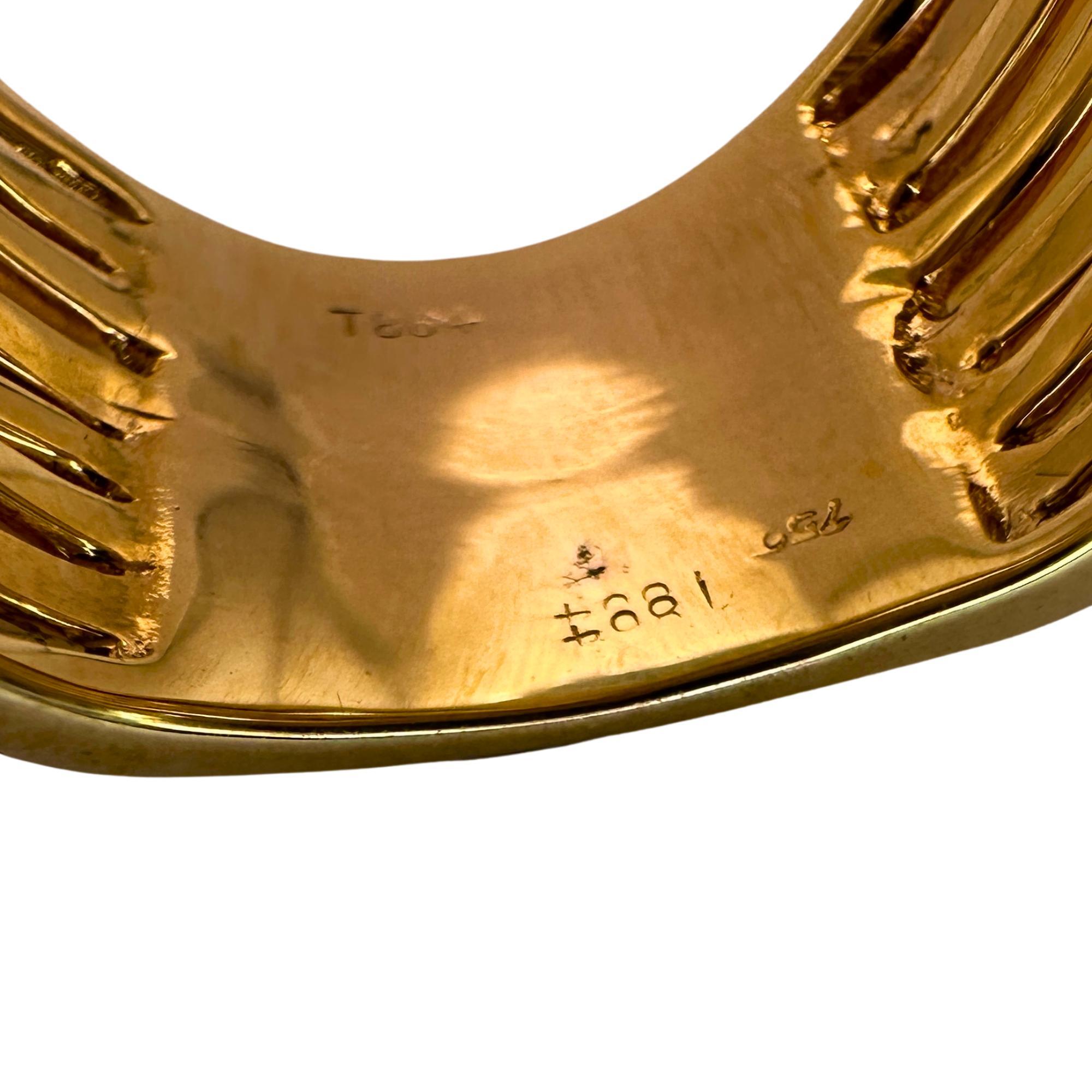 18k Yellow Gold Diamond Crossover Wide Band Ring 3