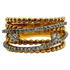18 Karat Gelbgold Diamant Crossover breiter Bandring