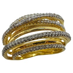 18 Karat Gelbgold Diamant Crossover breiter Bandring