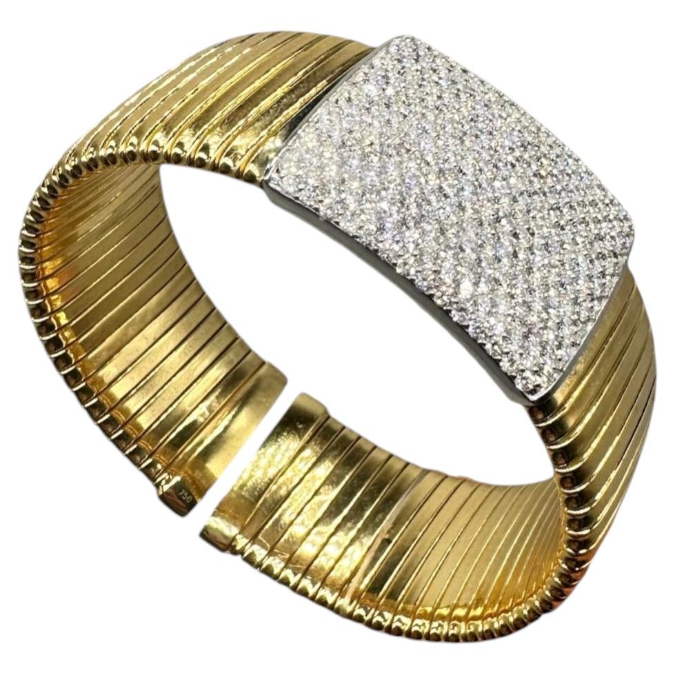 Bracciale rigido in oro giallo 18 carati con diamanti – Diamanti rotondi da 5,21 carati DB0082 SITJ