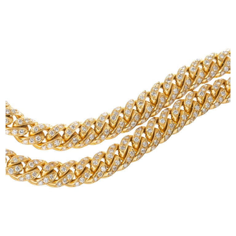 Brilliant Cut 18k Yellow Gold Diamond Curb-Link Necklace For Sale