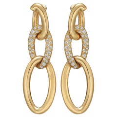 18 Karat Yellow Gold and Diamond Curblink Drop Earrings