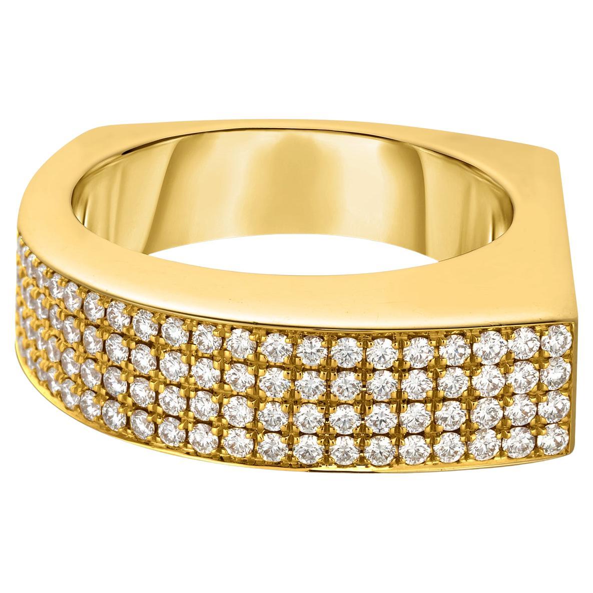 18K Yellow Gold Diamond Curve Ring by Fern Freeman For Sale