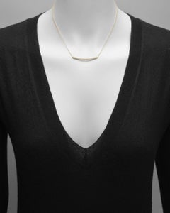 18 Karat Yellow Gold and Diamond Curving Bar Pendant