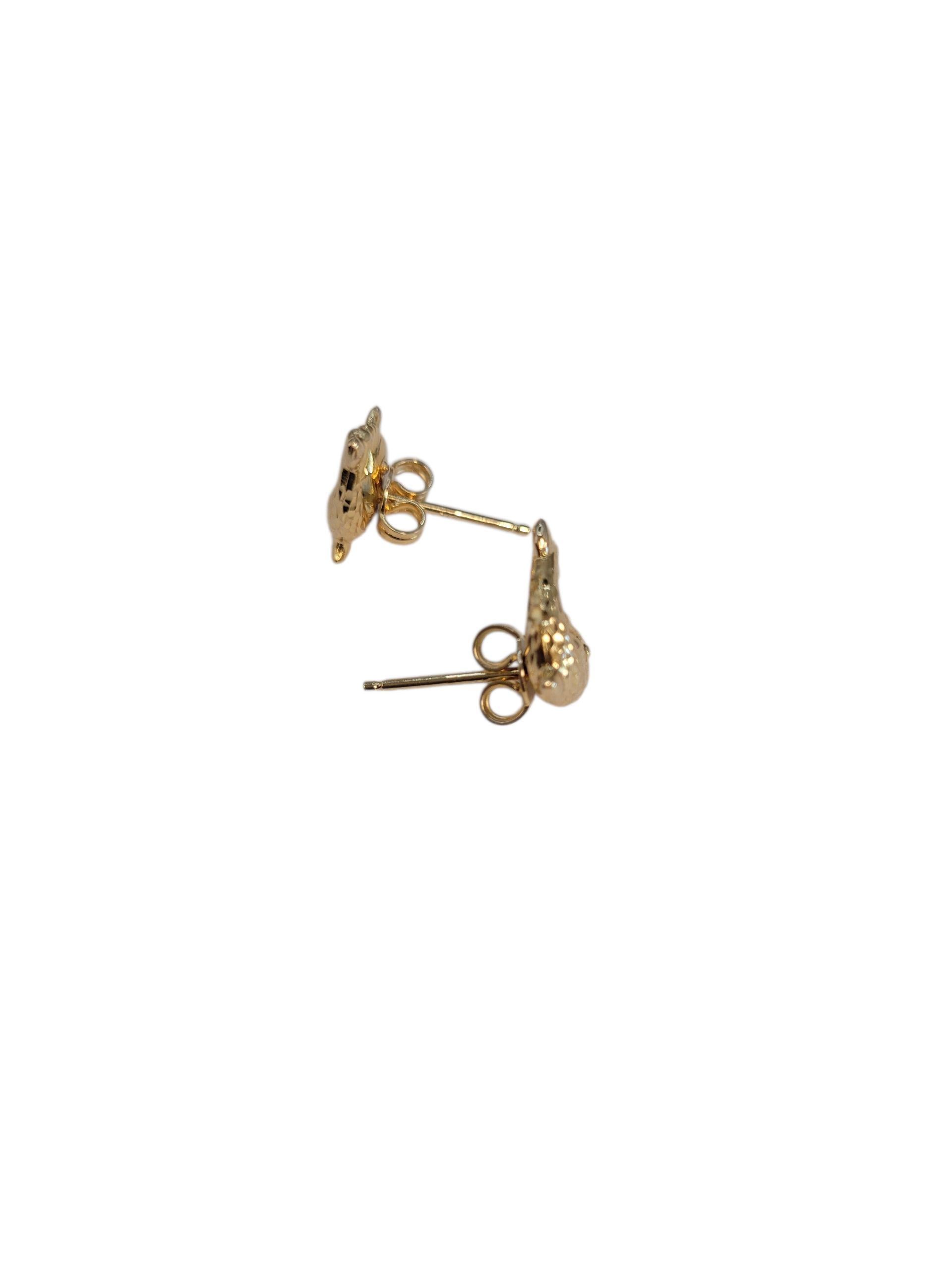 Contemporain Boucles d'oreilles dauphin ludique en or jaune 18 carats, taille diamant #23214 en vente