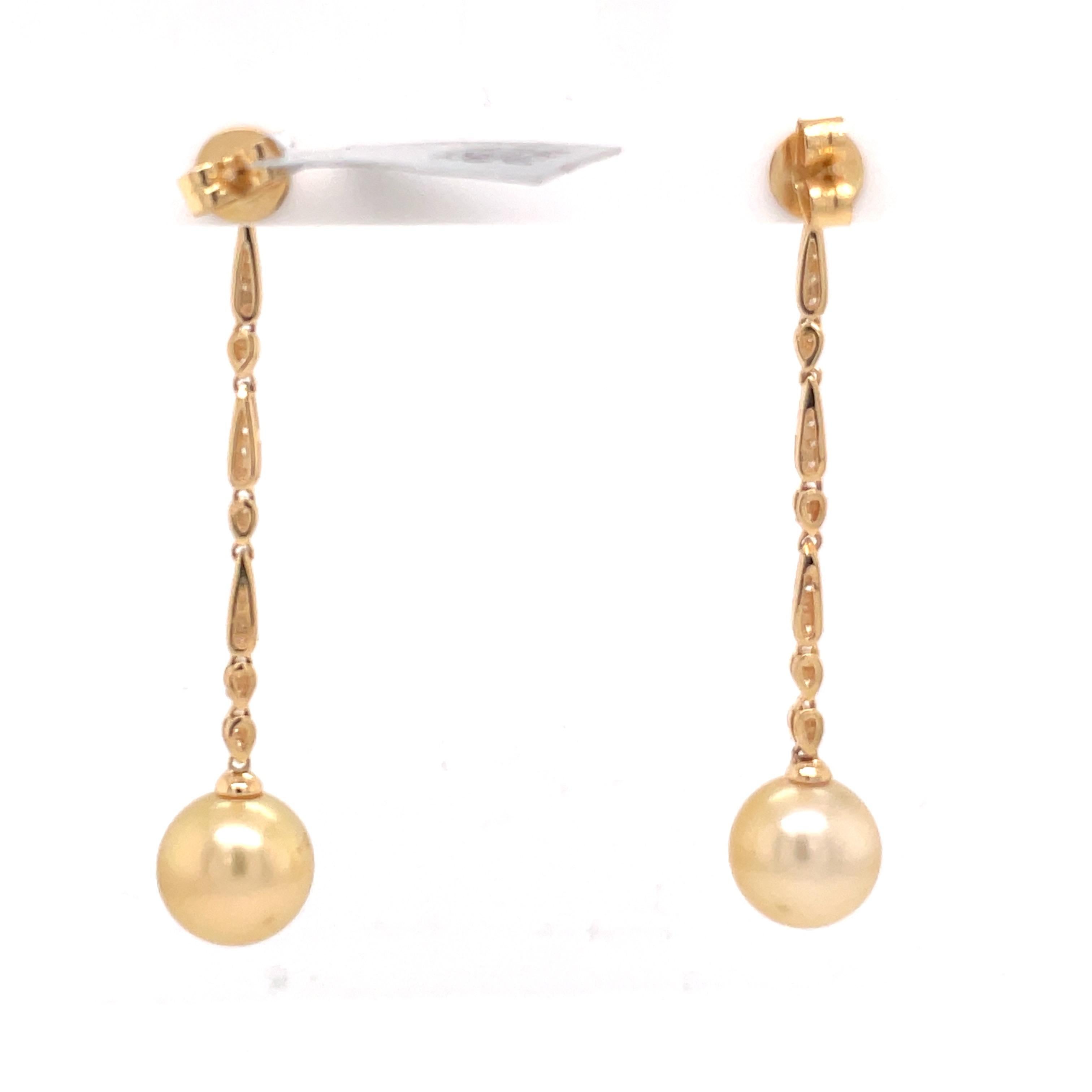 18 Karat Gelbgold Diamant-Ohrringe und goldene Perlen im Angebot 4