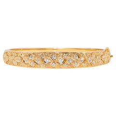 18K Yellow Gold Diamond Decorated Bangle Bracelet – 3.50 Carats