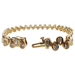 Pulsera de tenis de oro amarillo de 18 quilates con doble diamante en forma de pera