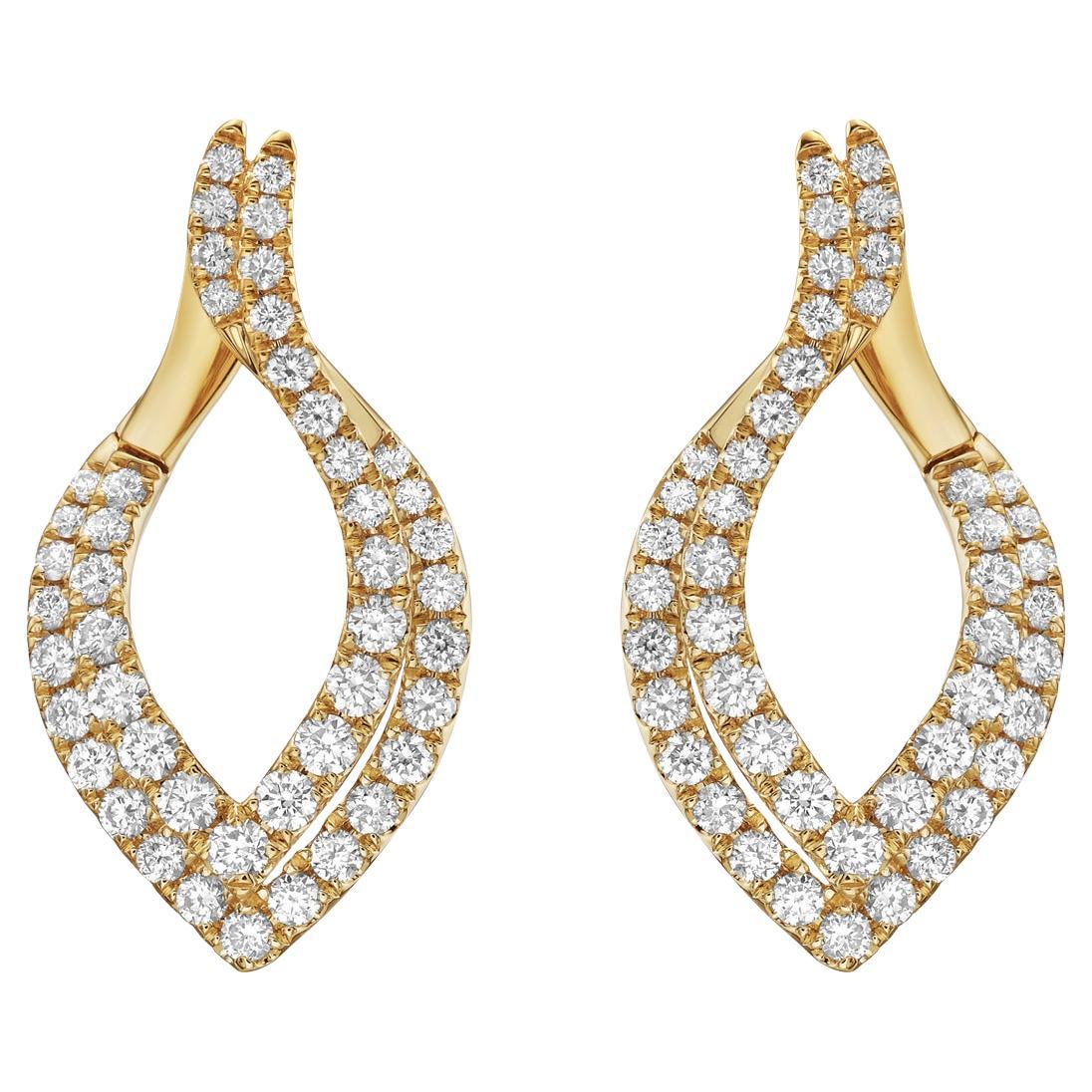 18K Yellow Gold Diamond Drop Earrings