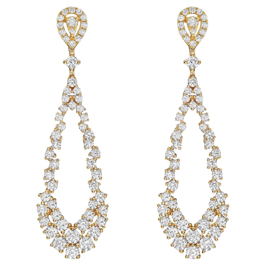18K Yellow Gold Diamond Drop Earrings