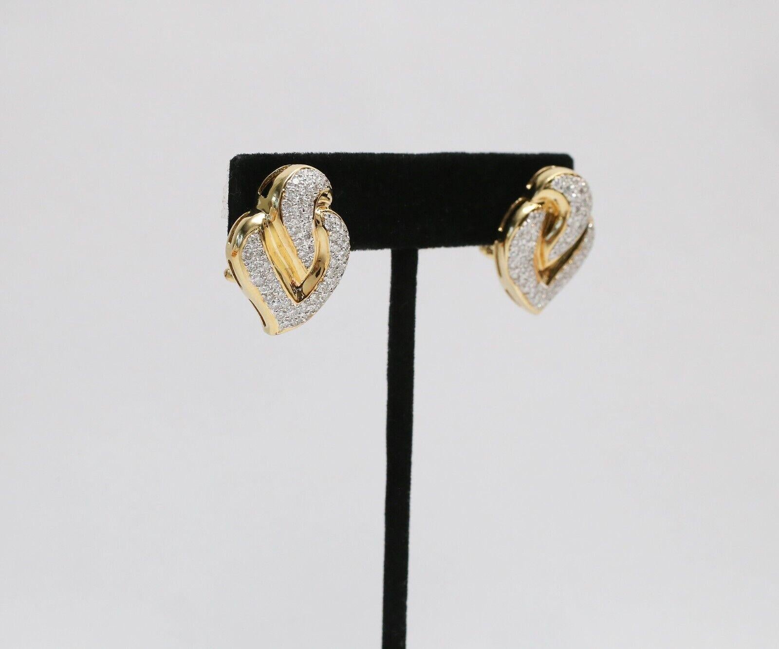 Pendientes de diamantes de oro amarillo de 18k, 16,3 g Corte redondo en venta