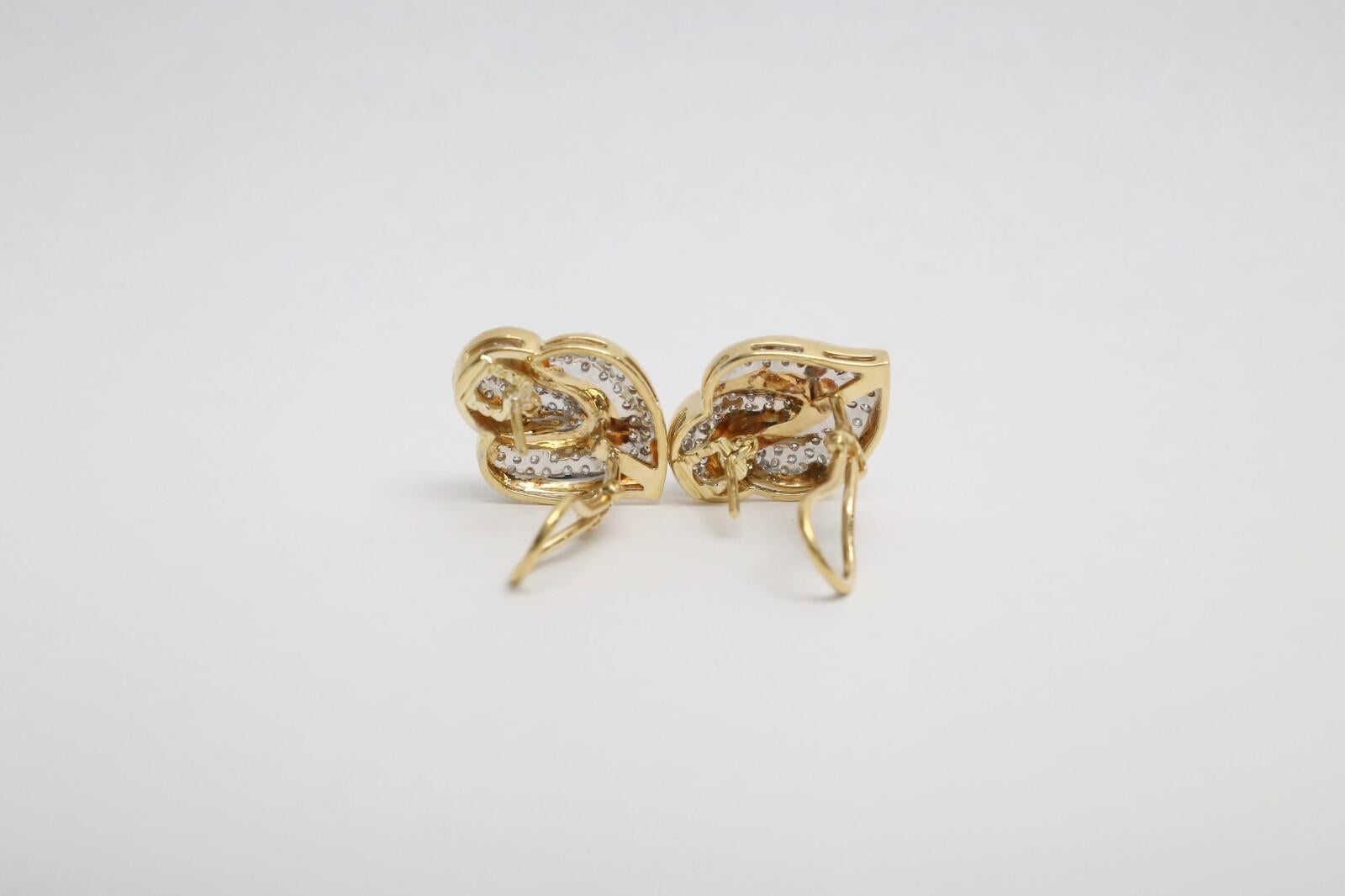 Pendientes de diamantes de oro amarillo de 18k, 16,3 g en Bueno estado para la venta en Providence, RI