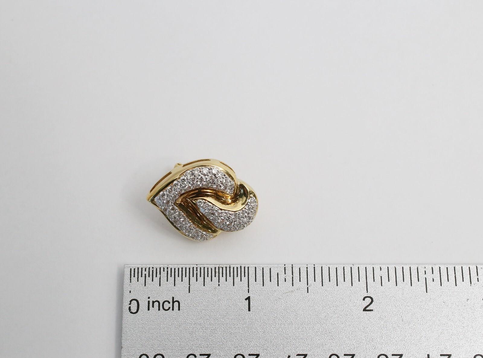 Pendientes de diamantes de oro amarillo de 18k, 16,3 g en venta 1