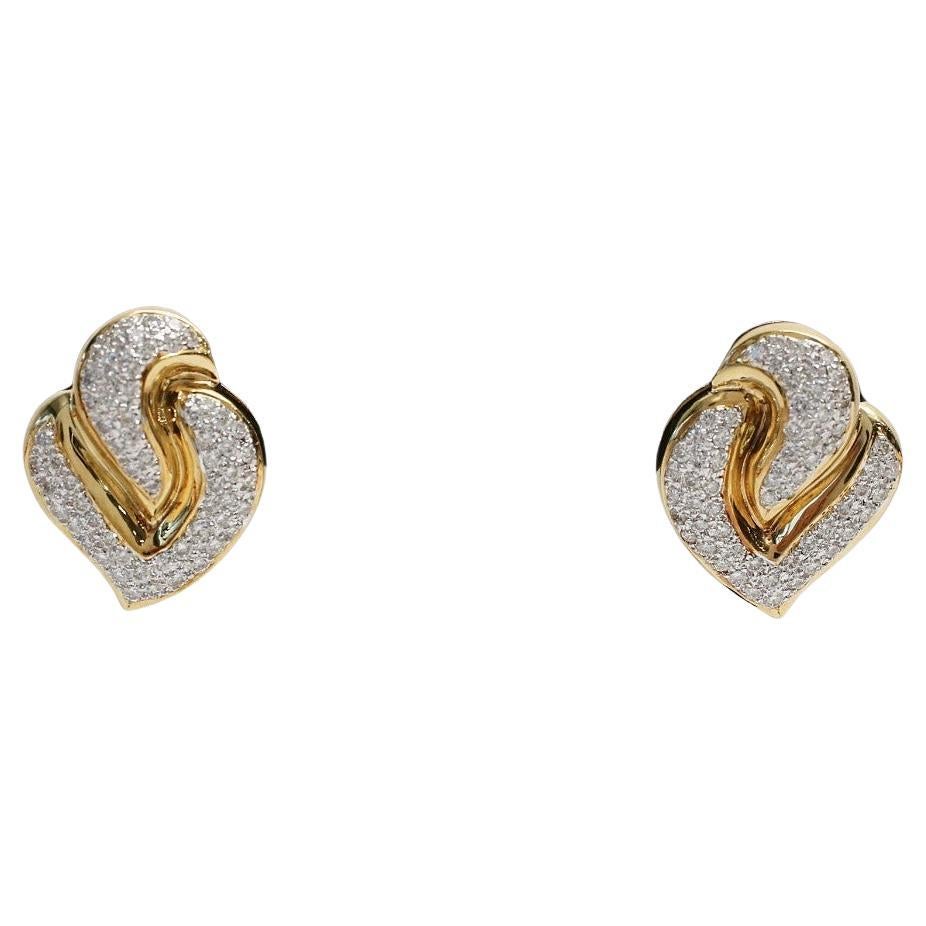 18k Yellow Gold Diamond Earrings, 16.3g