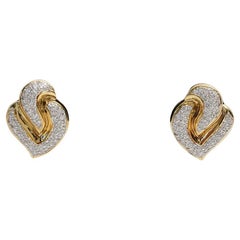 18k Yellow Gold Diamond Earrings, 16.3g