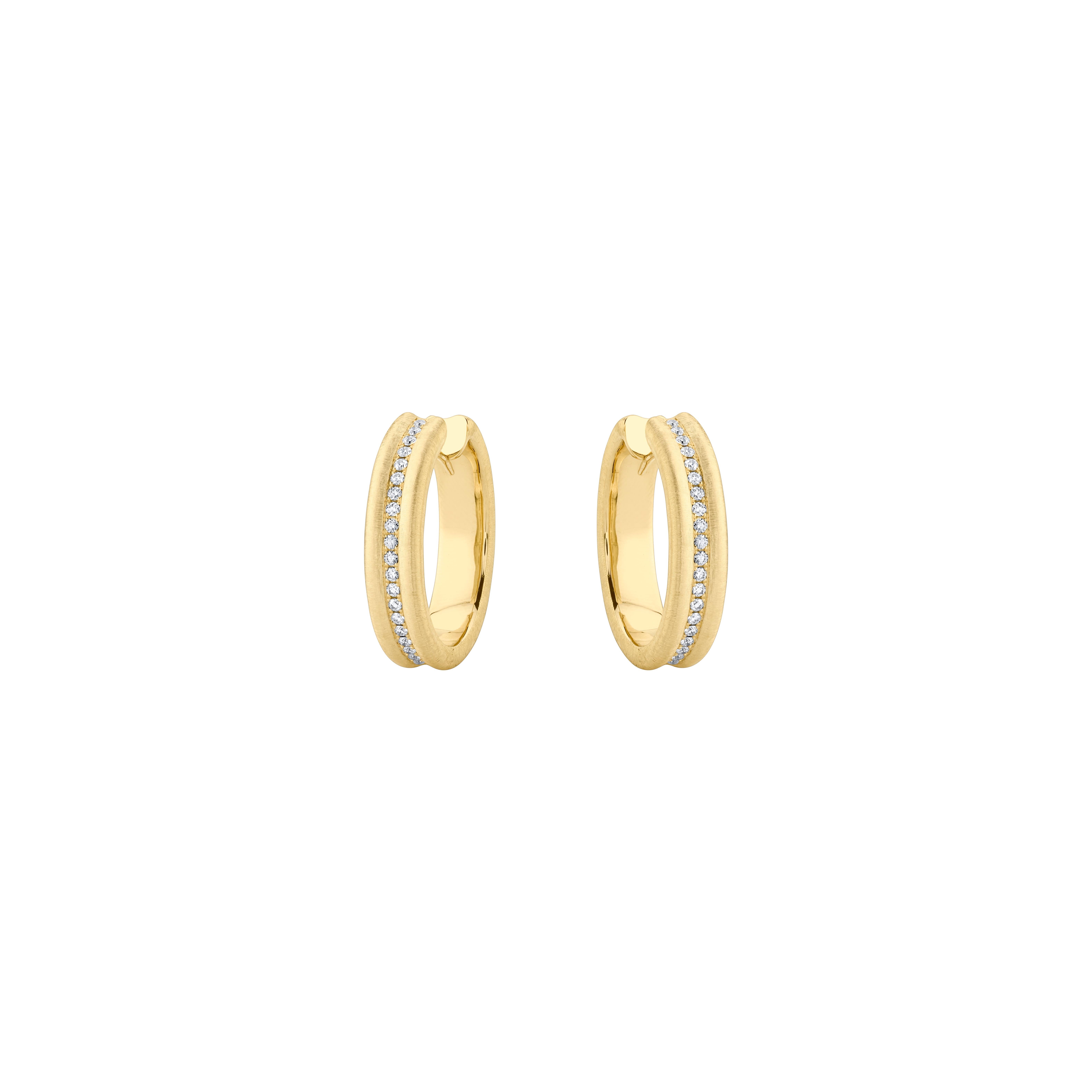 Modern 18K Yellow Gold Diamond Earrings For Sale