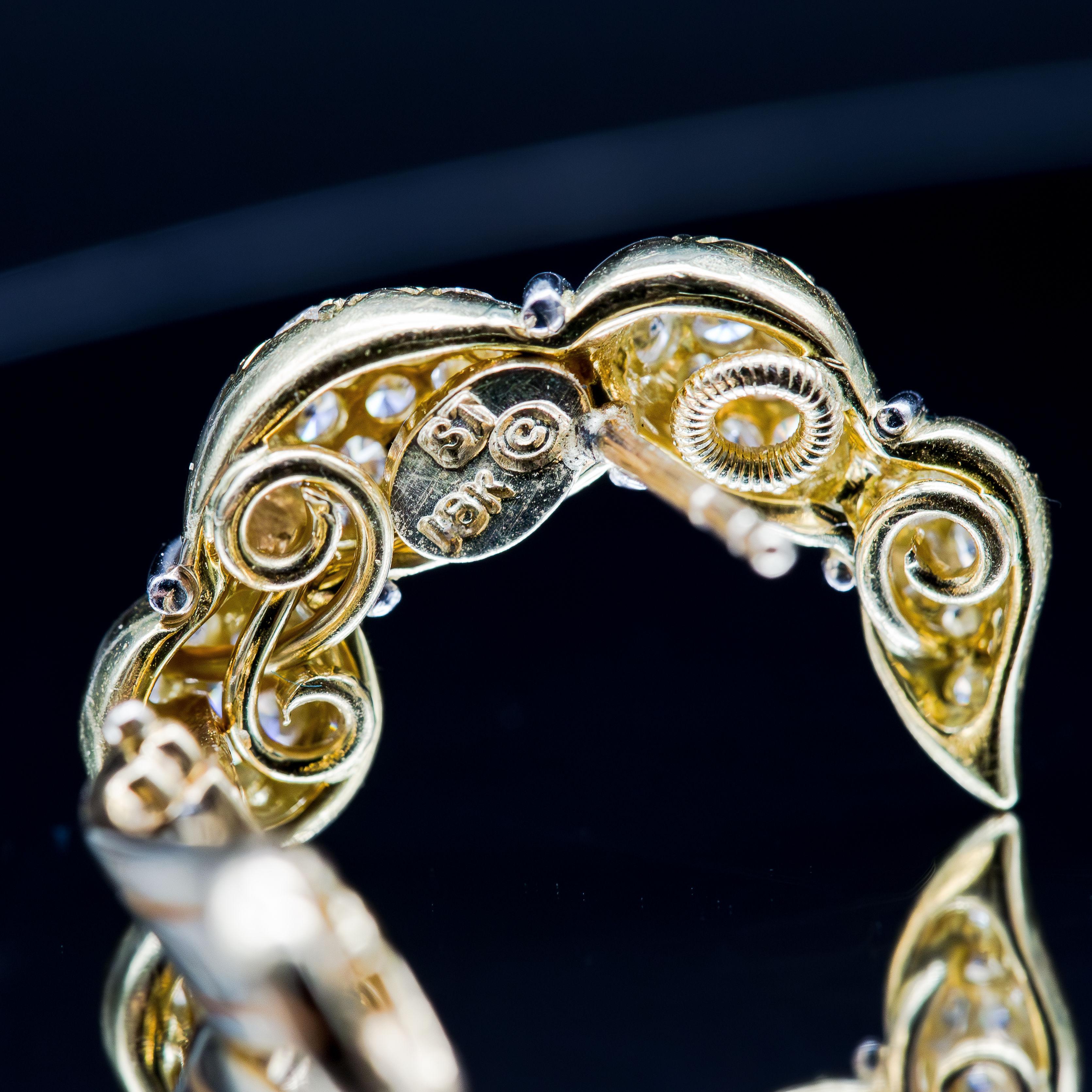 18k Yellow Gold Diamond Earrings For Sale 4