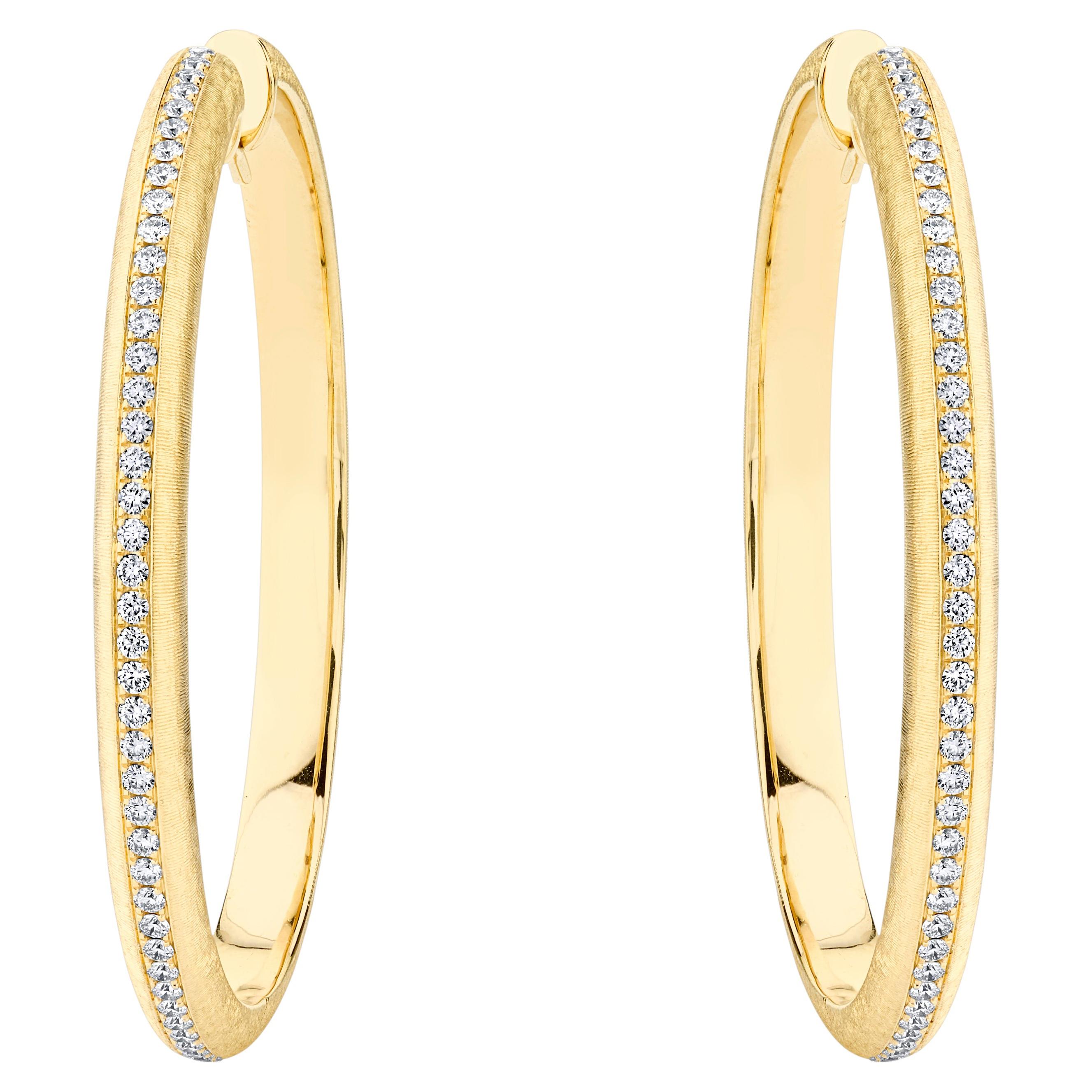 18k Yellow Gold Diamond Earrings For Sale