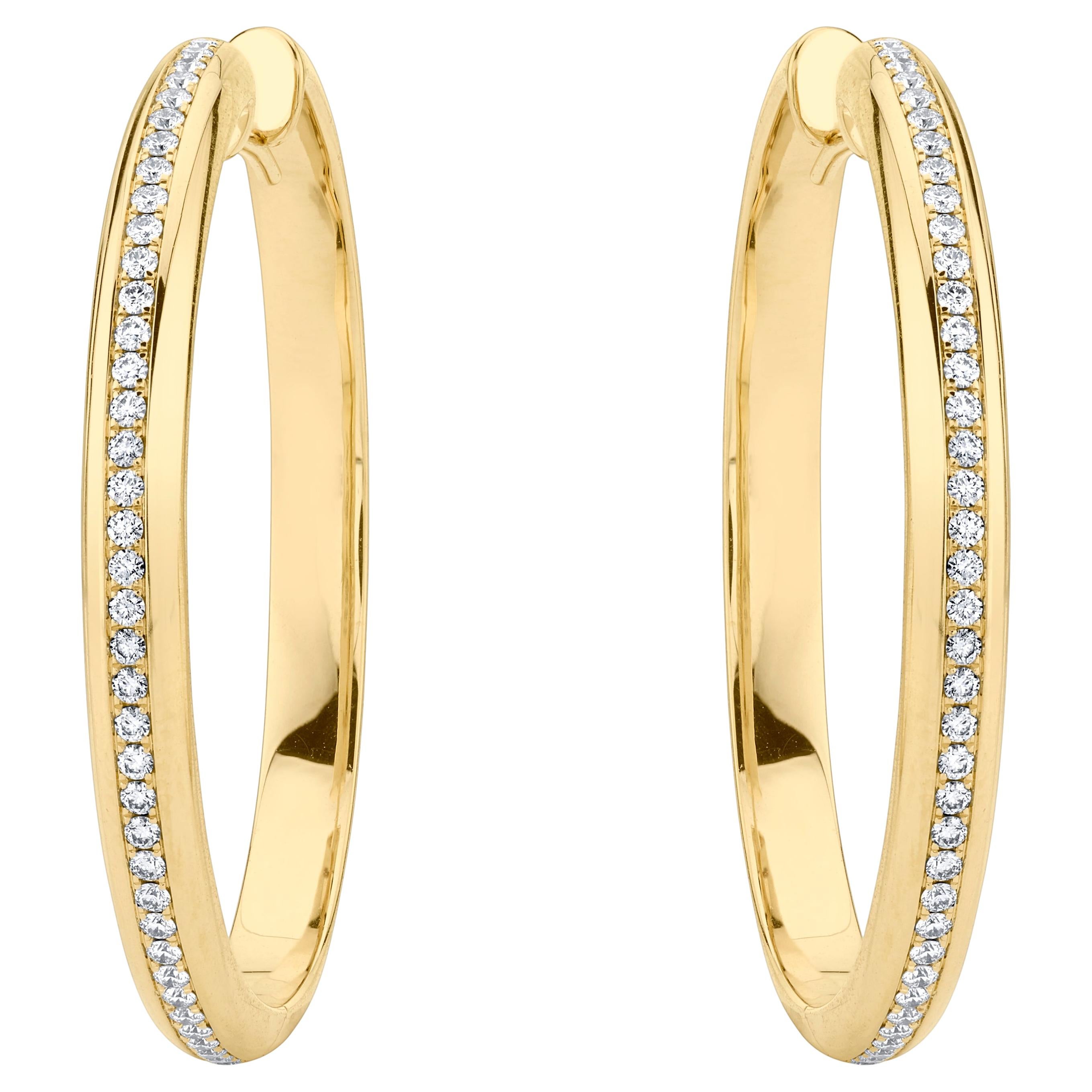 18K Yellow Gold Diamond Earrings For Sale