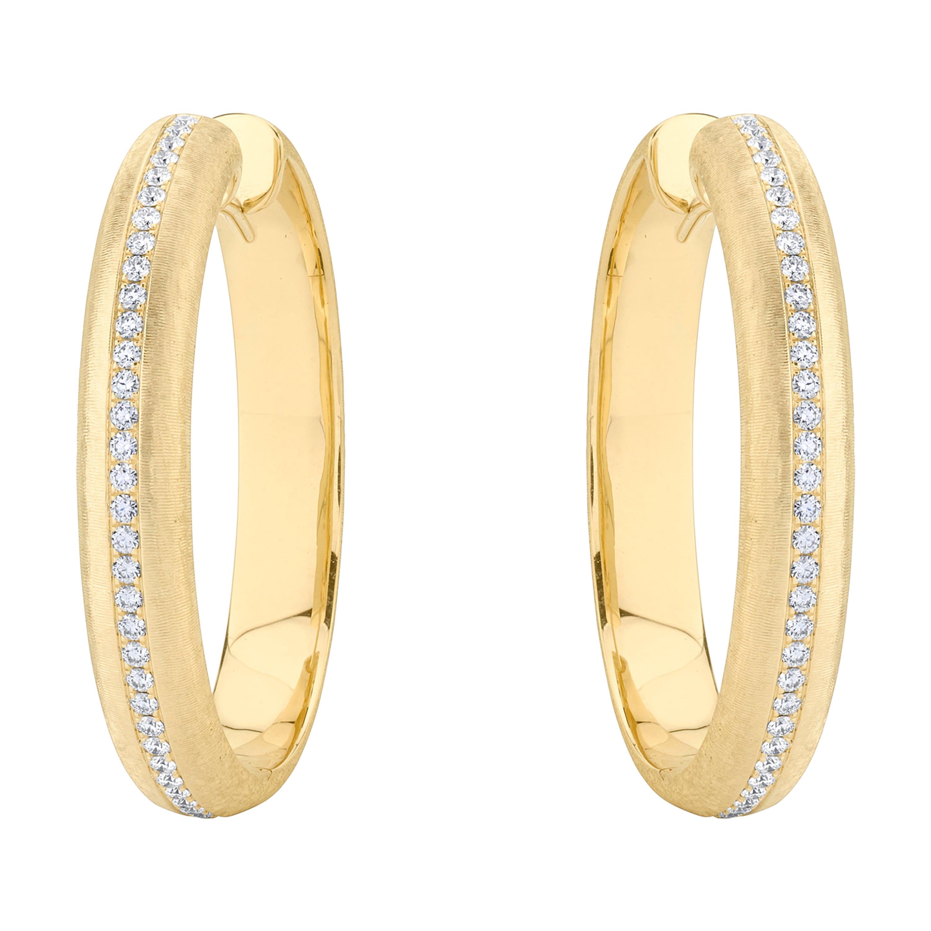 18K Yellow Gold Diamond Earrings For Sale