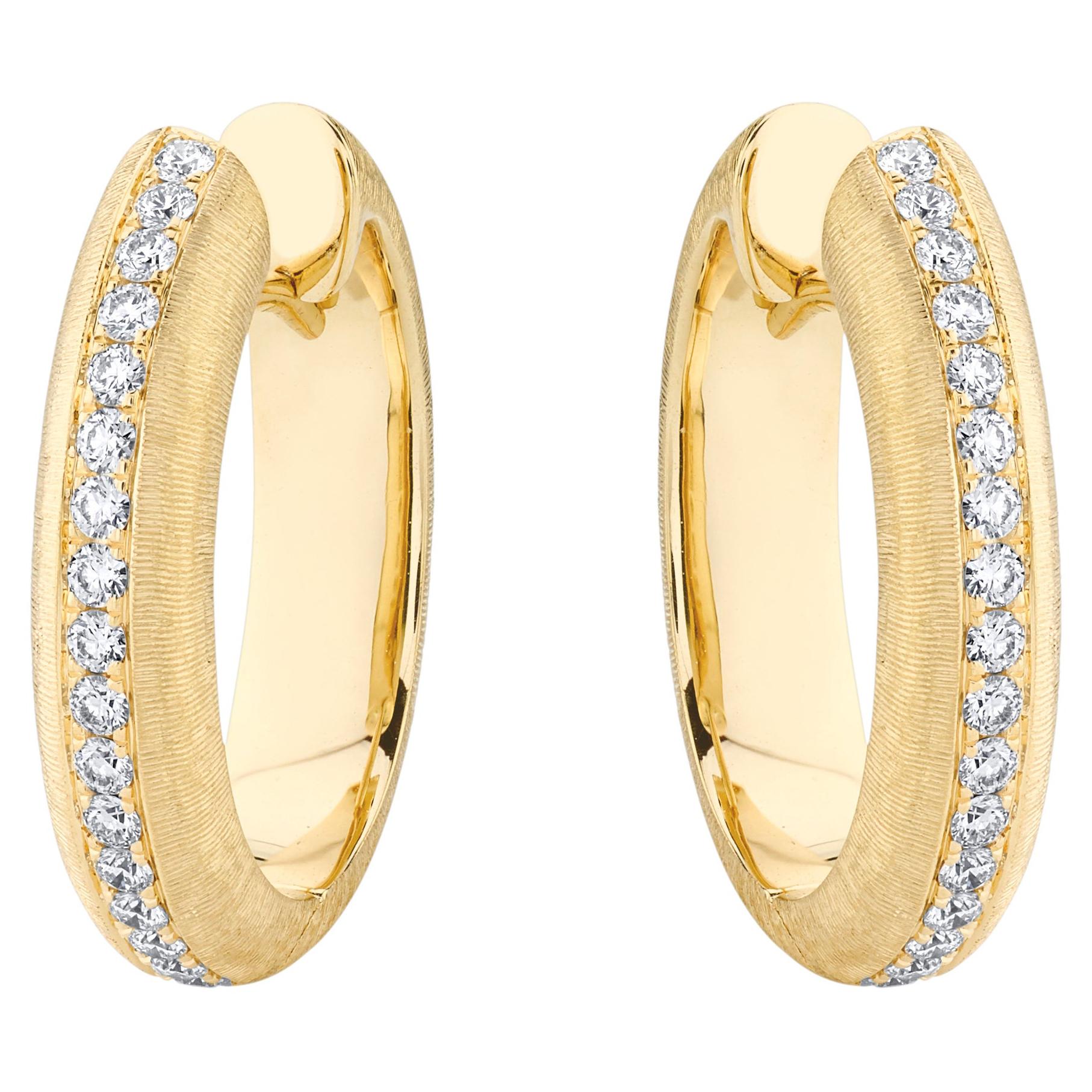 18k Yellow Gold Diamond Earrings For Sale