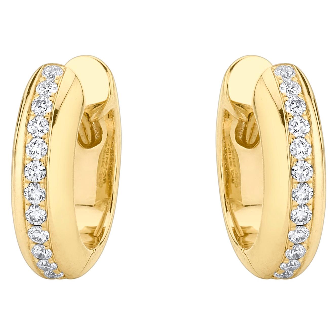 18K Yellow Gold Diamond Earrings For Sale