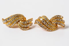 18k Yellow Gold Diamond Earrings Omega Back
