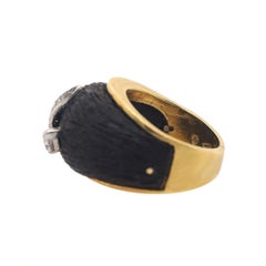18 Karat Yellow Gold Diamond Ebony Estate Ring